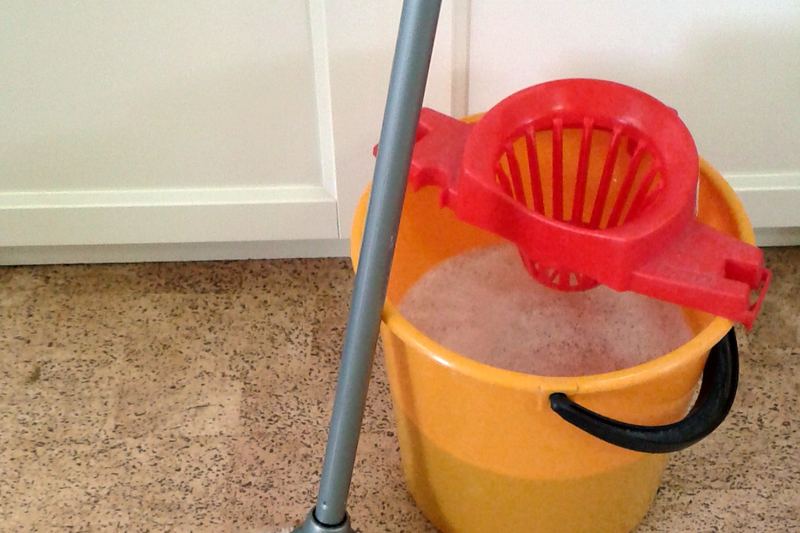 Mop and bucket set for indoor cleaning